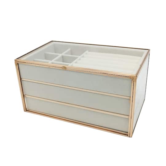 White & Gold 3-Tier Jewelry Box by Ashland®